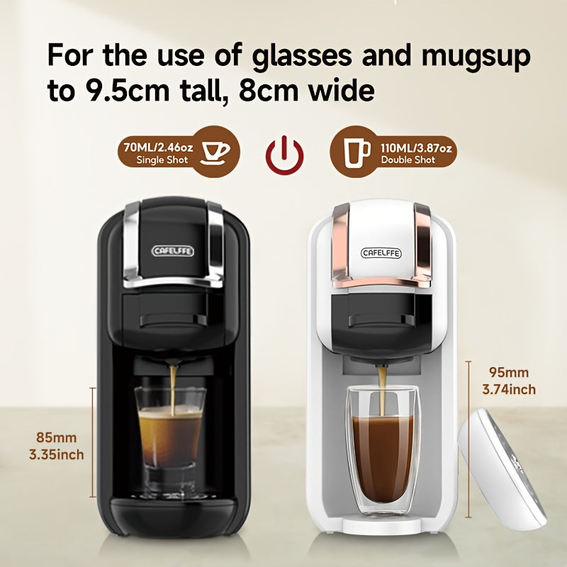 Machine à café capsule 4-en-1 Cafelffe, 20 bar automatique pour machine à café domestique avec préparation à chaud et à froid, compatible avec les capsules Nes*/DG* / les dosettes ESE / le café moulu, chauffage instantané pour une préparation rapide, tail