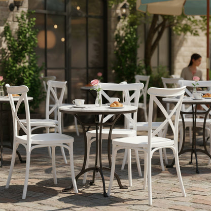 Baroni Home Lot de 4 chaises en plastique blanc – Empilables, prêtes à l'emploi sans assemblage requis, faciles à nettoyer, avec pieds antidérapants pour une stabilité accrue – Idéales pour cuisine, salon, salle à manger, jardin, terrasse ou balcon – Assi