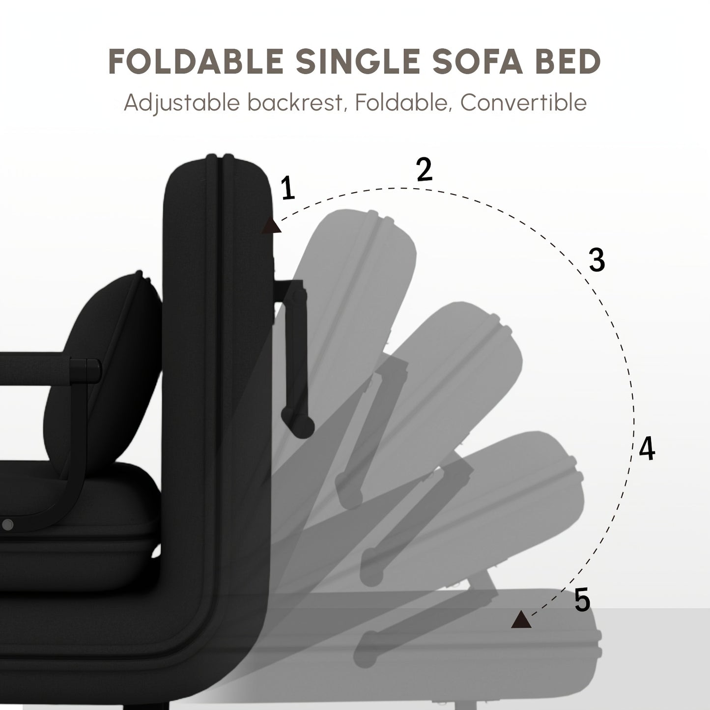 Fabuleux Fauteuil Lit Convertible 5-en-1 Fabulcozy, Fauteuil de Sieste Pliant avec Accoudoirs en Métal, Fauteuil de Détente Inclinable Réglable, Meuble de Rangement Peu Encombrant, Fauteuil de Salon, Montage Facile, Entrepôt Local