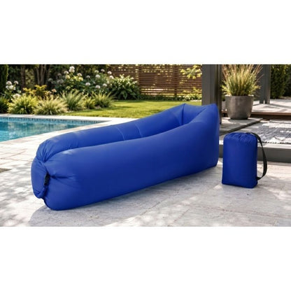 CANAPÉ GONFLABLE SAC PARE-PLUIE MATRASSE DE PLAGE 190CM XXL. Matelas Gonflable pour Eau et Jardin en Bleu Marine. Canapé de Plage Auto-Gonflant en Nylon Nylon Premium Épais. Matelas Double Chambre Imperméable pour Natation et Piscine. Canapé Gonflable Lég