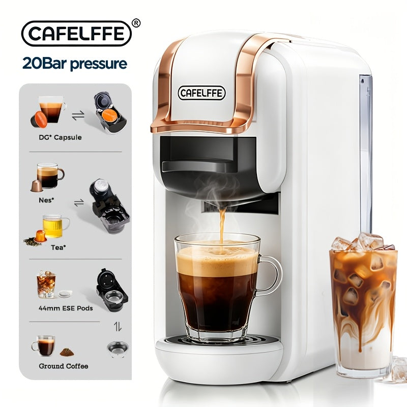 Cadeau Fête des Pères, Machine à café à capsules CAFELFFE MK-603, Machine à espresso 20 bar, Préparation à chaud et à froid, Compatible avec les capsules NS/DG/ESE et le café moulu, Réservoir d'eau amovible de 0,6L, Arrêt automatique, Idéal pour la cuisin