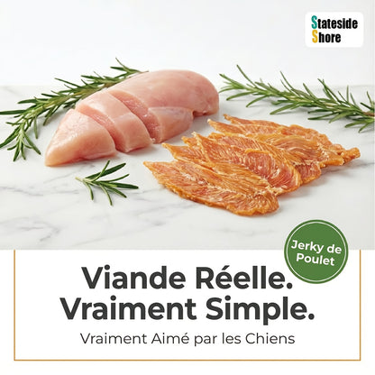 Fourrages pour Chiens en Steak Séché de Véritable Poitrine de Poulet Adaptés à Toutes les Races - Snacks Sans Céréales, Sans Cuir Cru, Riches en Protéines et Faibles en Matières Grasses avec à Mâcher Poitrine de Poulet, Récompenses d'Entraînement Digestib