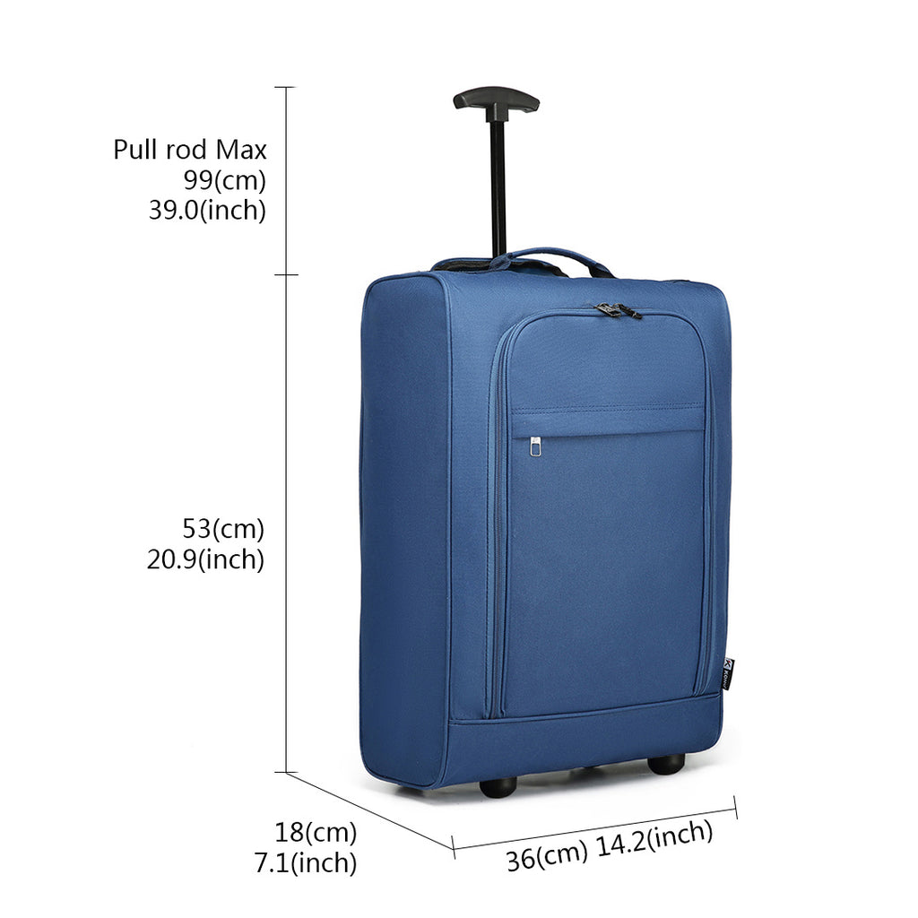 Valise à Main Légère Cabine Trolley, Étui Souple pour Petit Bagage de Cabine pour Avion Lufthansa Eurowings Ryanair, Valise à Roulettes en Tissu 53 x 36 x 18 cm, bleue, Cadeau de Retour à l'École et Vacances