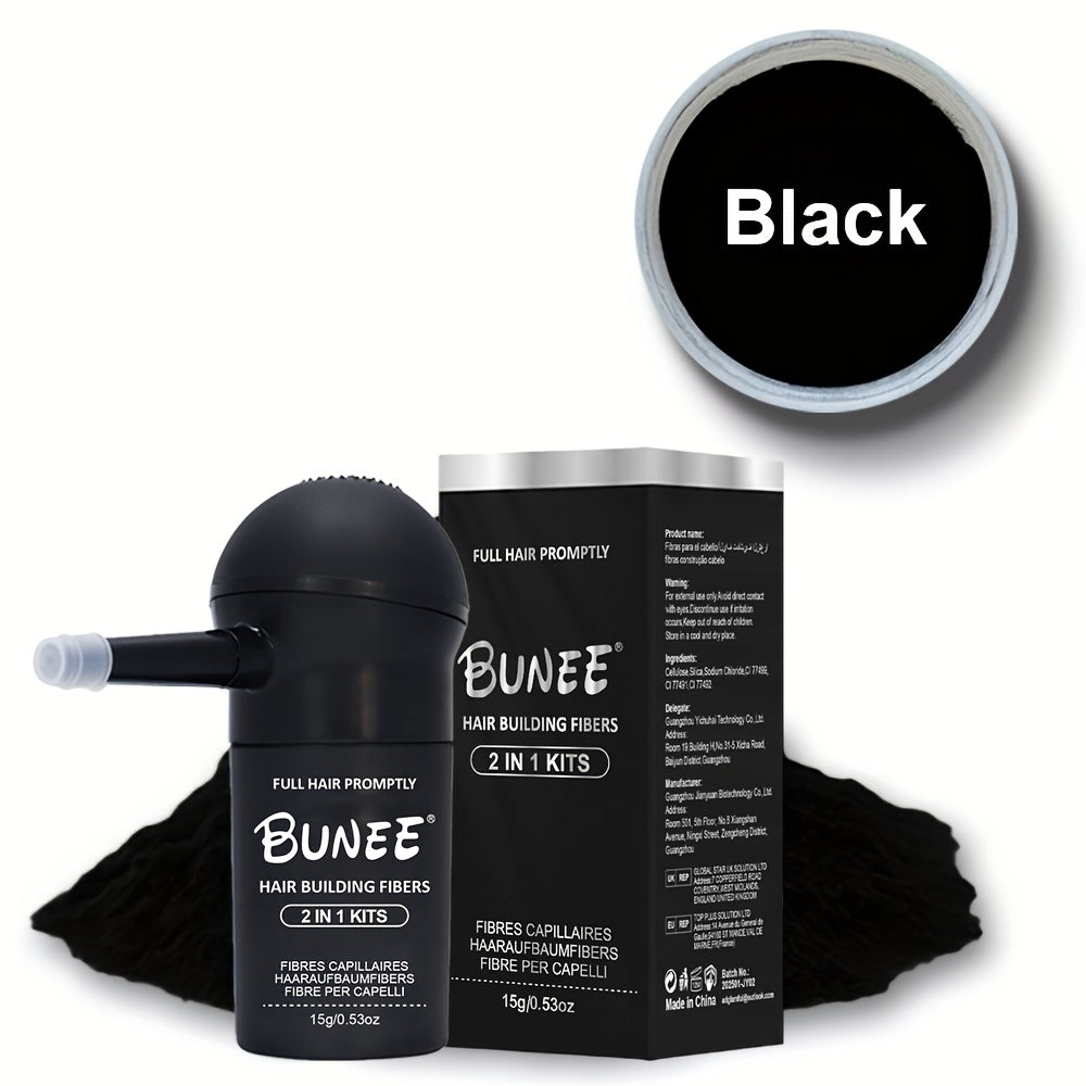 BUNEE Poudre de Fibres de Cheveux Instantanées avec Applicateur Spray - Facile à Utiliser, Sans Assemblage, pour Tous Types de Cheveux