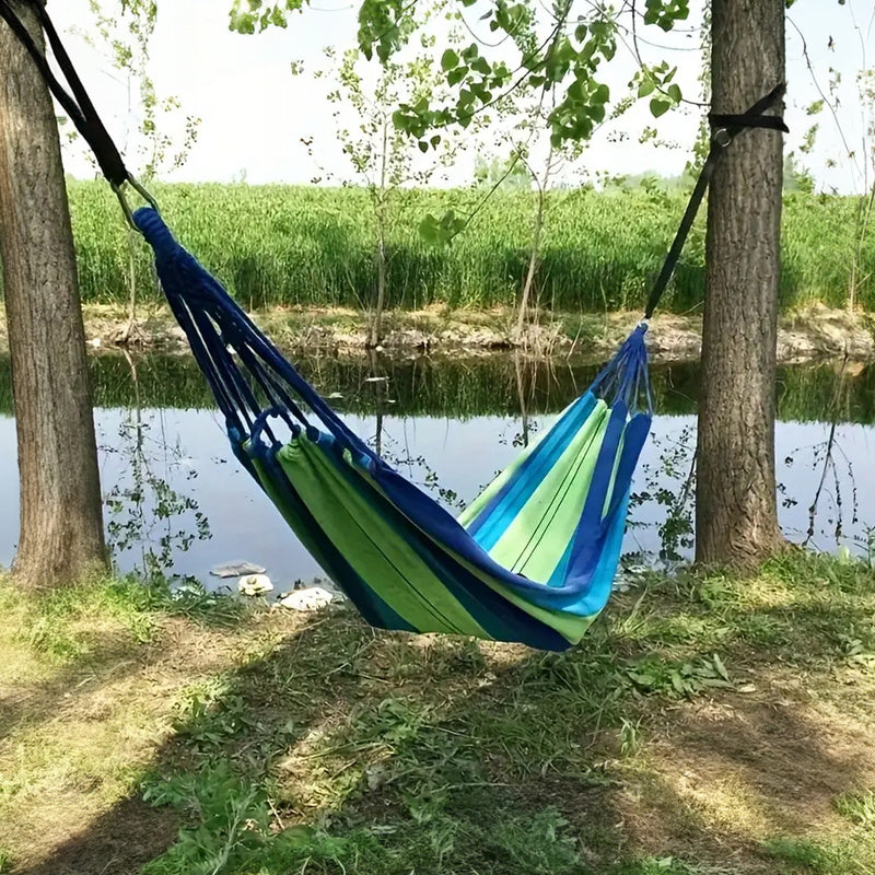 Hammock, Hanging, Two-Person, 260X160Cm, Brazilian, XXL, with Cover, Perfect Solution for Relaxing Outdoors, for Garden Or Terrace, Made of Sturdy, Densely Woven Cotton with Polyester, Ensures Durability And Comfort. Thanks to Its Large Dimensions, It Can