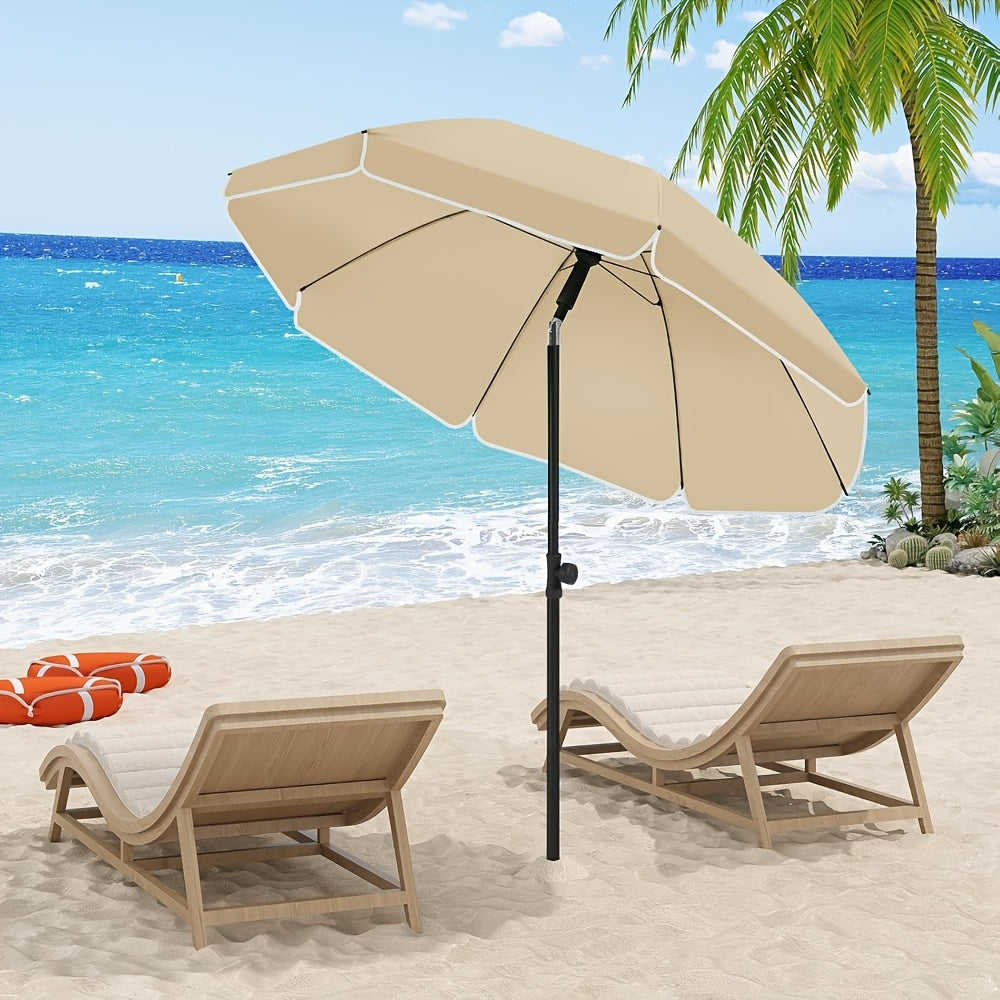 1 parasol de plage, parasol de balcon, protection UV, parasol à 8 baleines, stable, réglable, pliable à 45°, poids 180G/M², bloque efficacement les rayons UV, portable, compagnon idéal pour les voyages de camping et les journées à la plage