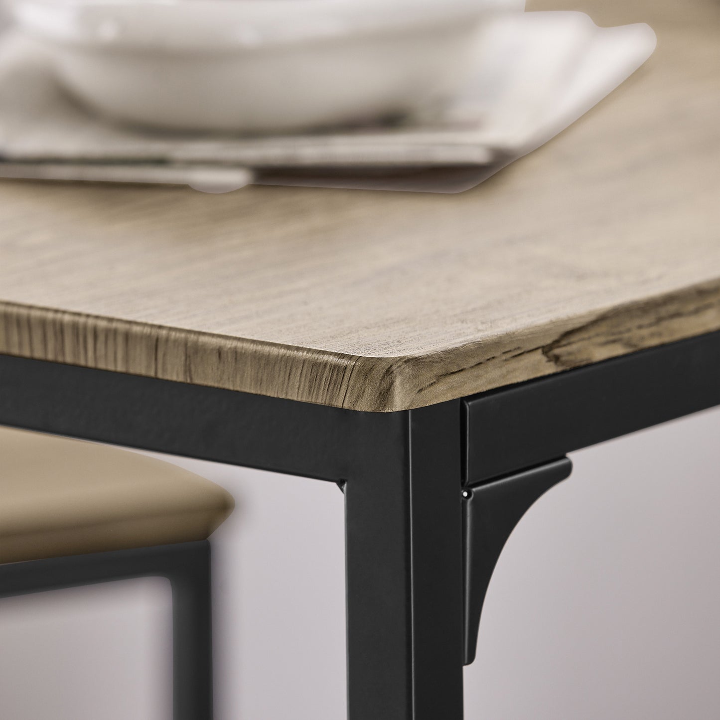 Table Haute Table de Cuisine Table de Salle à Manger Ensemble Repas Bistrot Avec 2 Chaises 1 Table 2 Places Chaises Rangement Sous Table Pour Cuisine Salle à Manger Balcon Salon Décor Bois Naturel 89x87x45cm SoBuy PHU14-O