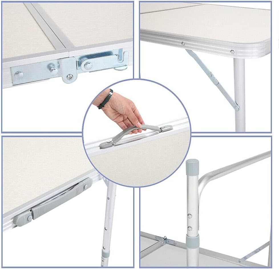 Table de camping pliante avec hauteurs réglables, tables de pique-nique pliables portables pour camping BBQ jardin artisanat marché stand extérieur intérieur cuisine jardin bureau robuste 120x60cm table de pique-nique extérieure de jardin réglable table d