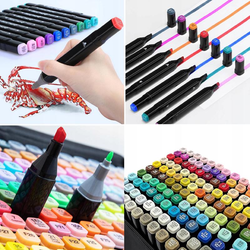 Ensemble de marqueurs à 120 pièces Flamastrs à double pointe, marqueurs à 2 extrémités 1-2 mm / 3-6 mm, imperméables après séchage, résistants aux bavures, mélange de couleurs possible, ne passent pas à travers le papier, idéal pour le dessin, le croquis,