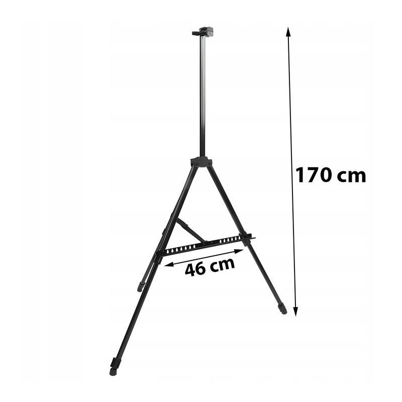 Chevalet d'art professionnel - Base trépied en métal durable avec une hauteur de 50 à 170 cm - Supports de toile multifonctionnels pour peindre sur bureau, au sol et en extérieur - Mallette portable pour studio, classe et décorations de mariage, conceptio