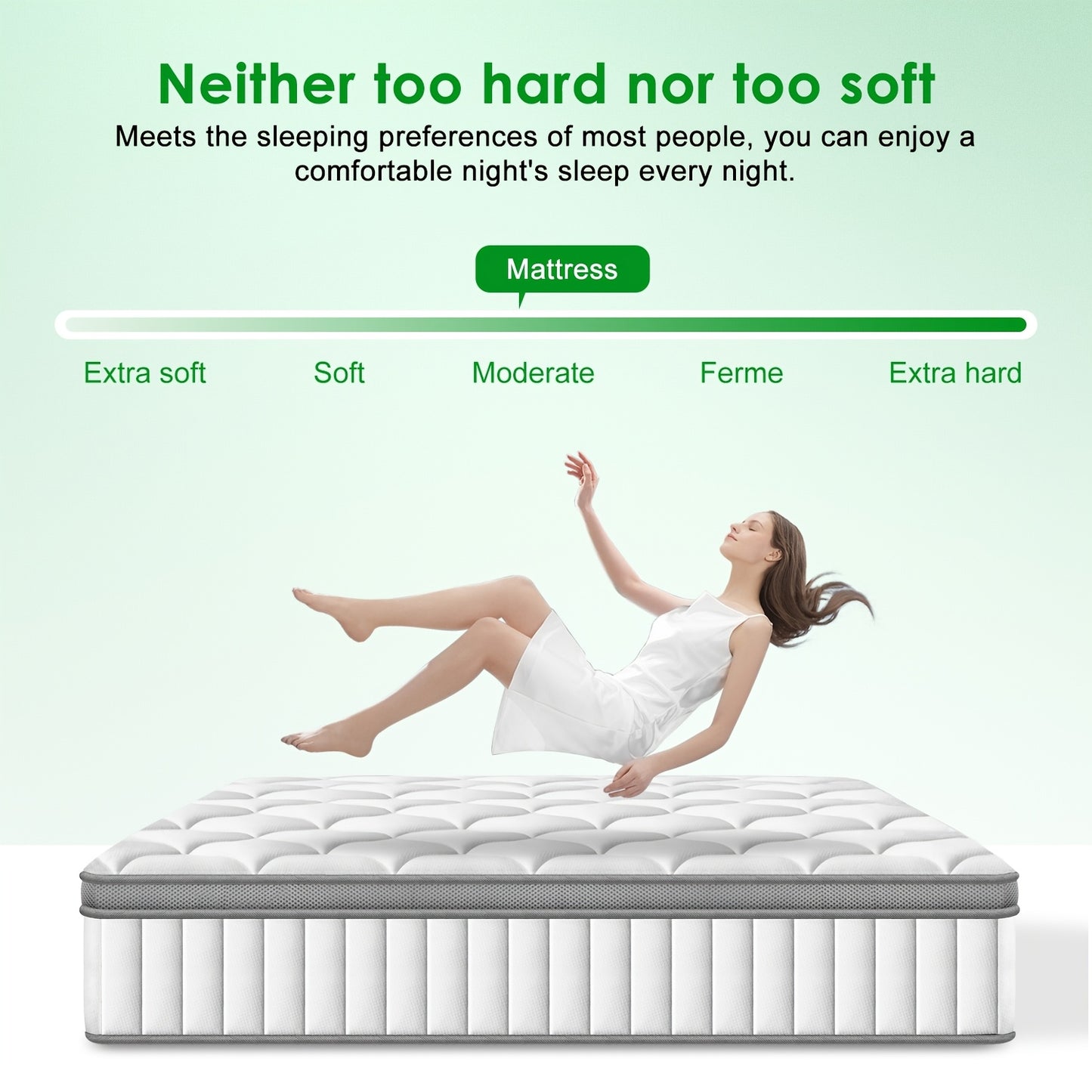 Matelas Carroltt 90x200/90x190, Hauteur 25cm/22cm, Matelas Ergonomique 7 zones, Matelas Premium à Ressorts à Sacs, Matelas à Ressorts avec Drap Housse, Niveau de Fermeté H3, Matelas pour Adultes, Cadeau Parfait