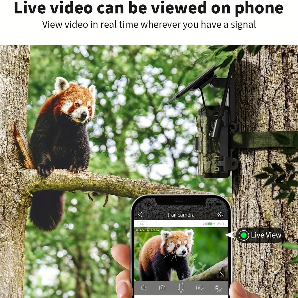 2 pièces Caméra de Piste Cellulaire 4G LTE / 1 pièce Caméra, avec Vue en Temps Réel 2K, Vision Nocturne, Carte SIM Intégrée, Accès à Distance par Téléphone, Activation de Mouvement 0,2S, avec Panneau Solaire, Adaptée pour Caméra de Chasse dans les Zones É