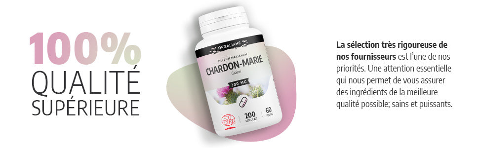Chardon-Marie Biologique | 900 mg/jour | Silybum marianum | Certifié Ecocert | 200 Gélules
