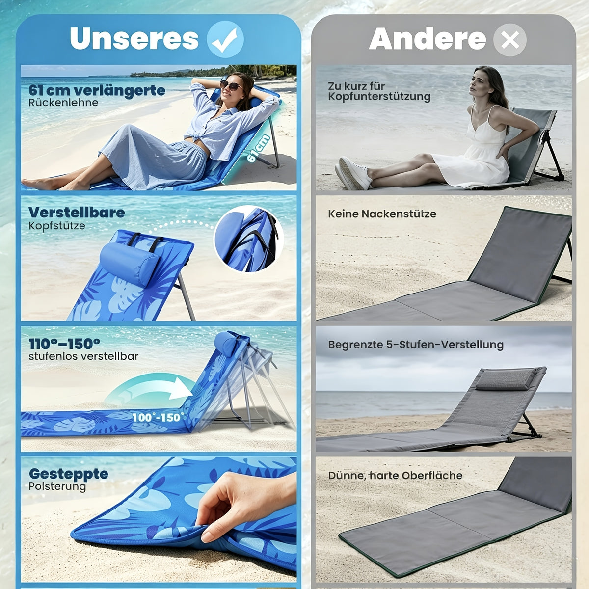 Chaise de camping, pliable pour quotidien et école – vue principale