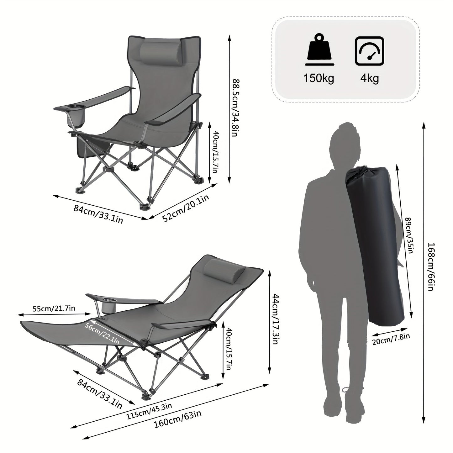 Chaise de pêche, réglable pour maison et assise – vue détaillée 2
