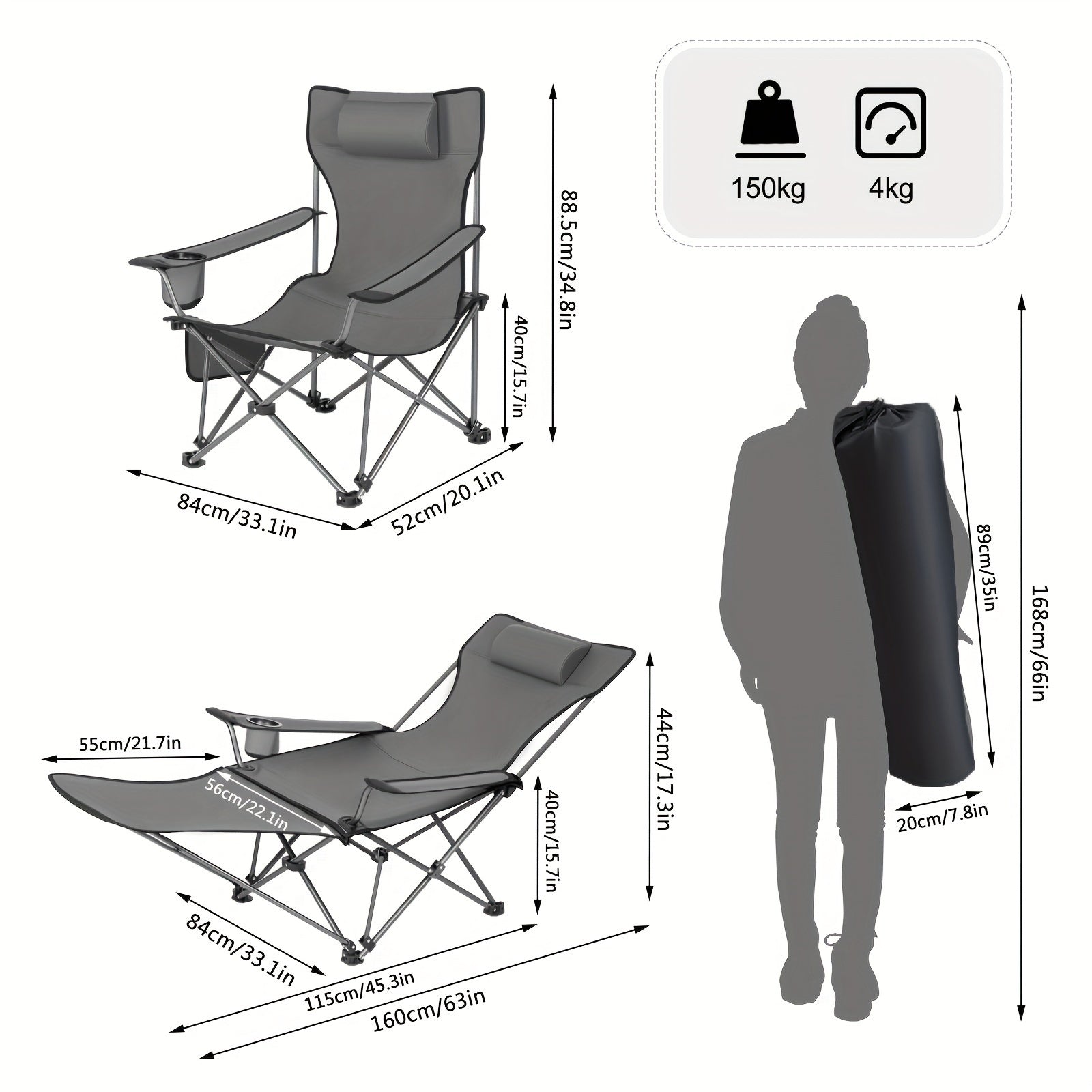 Chaise de pêche, réglable pour maison et assise – vue détaillée 2