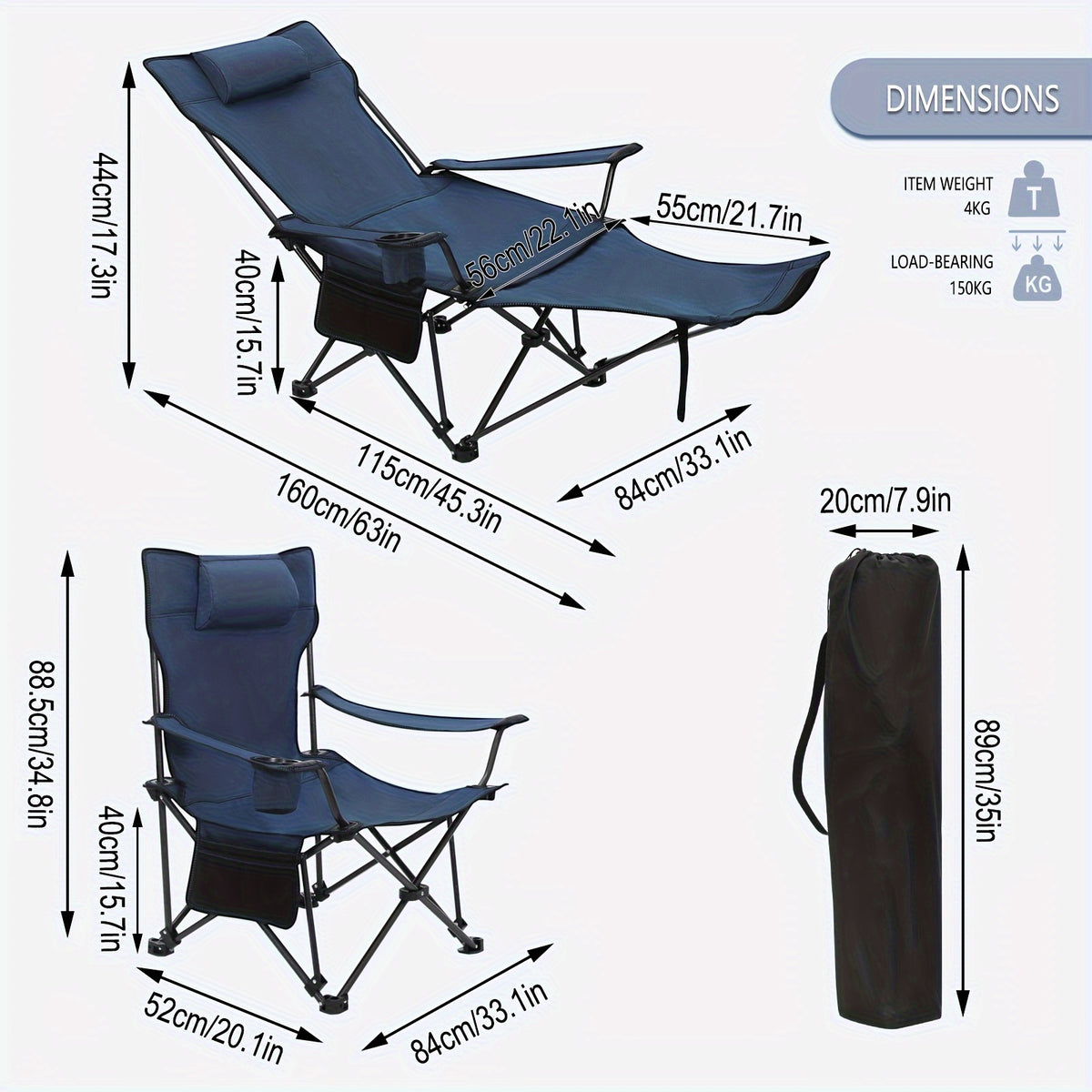 Chaise de pêche, réglable pour maison et assise – vue détaillée 11