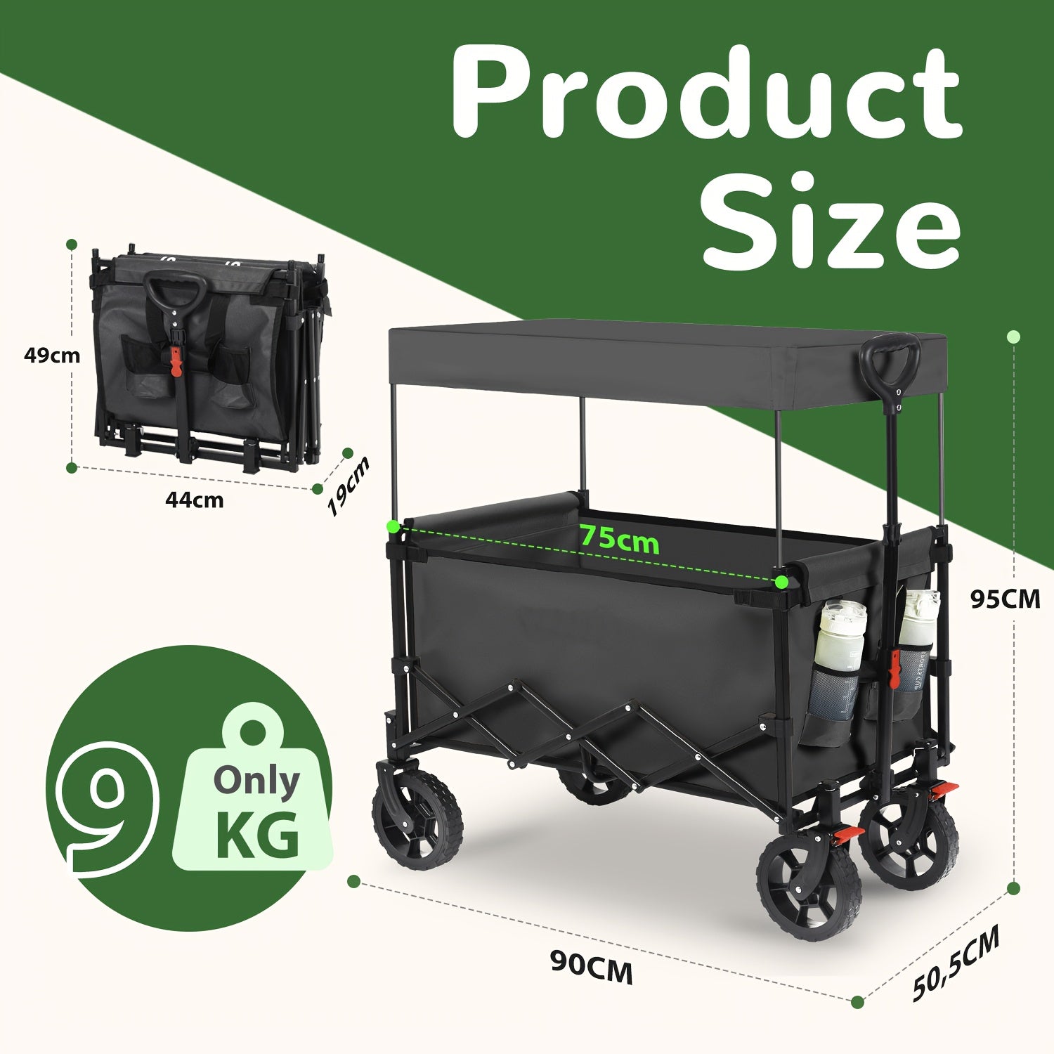 Chariot pliable, 150KG pour camping et voyage – vue détaillée 2