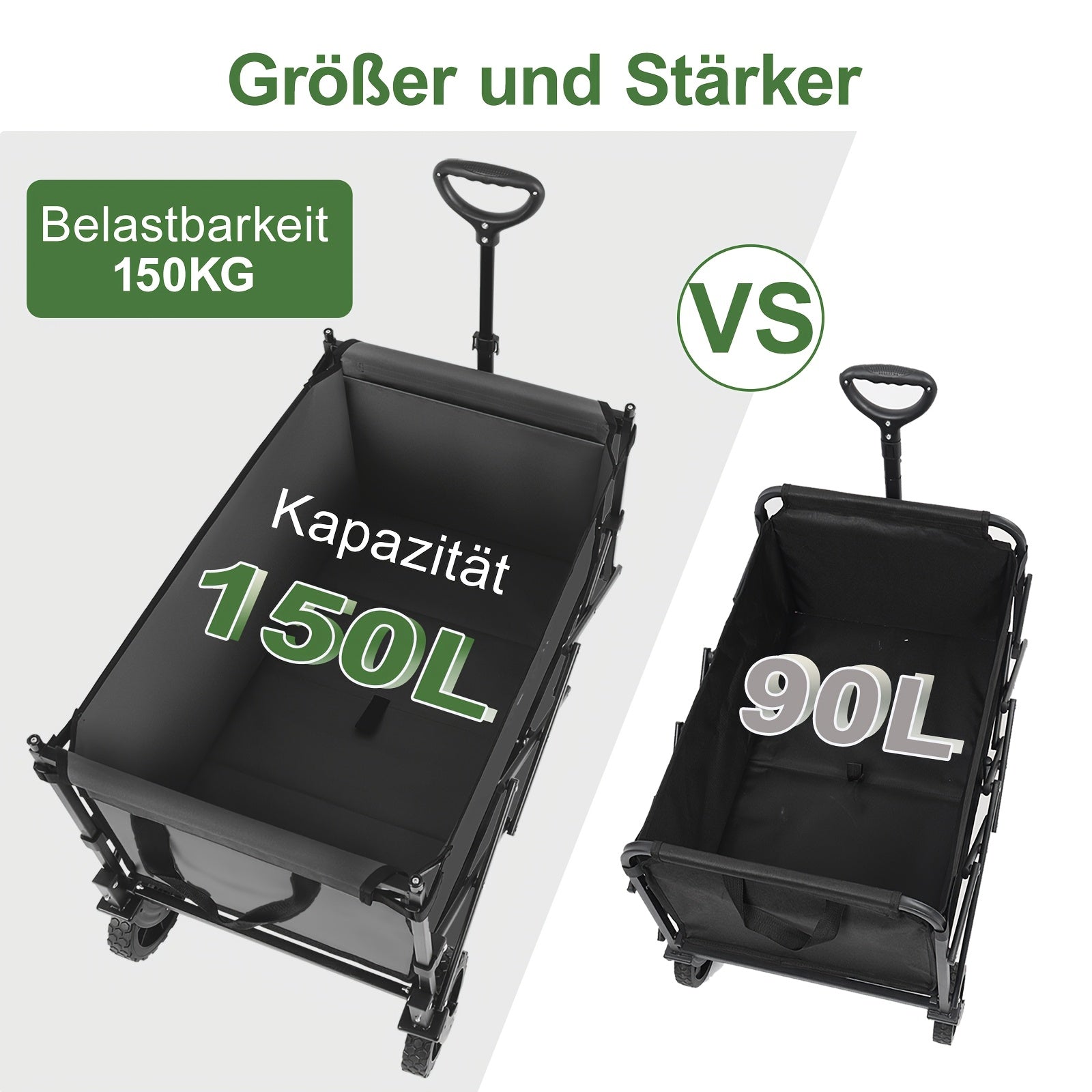 Chariot pliable, 150KG pour camping et voyage – vue détaillée 3