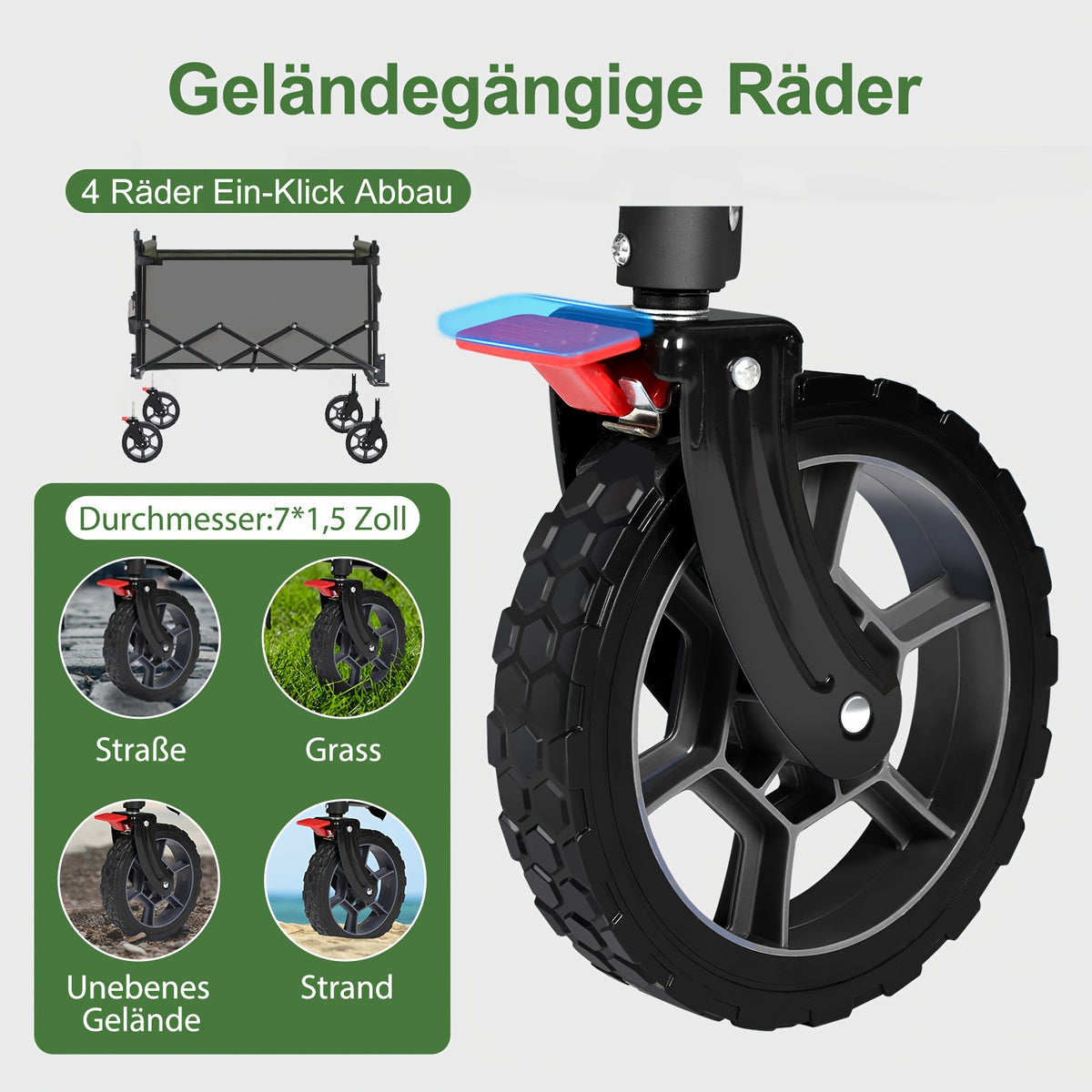 Chariot pliable, 150KG pour camping et voyage – vue détaillée 4