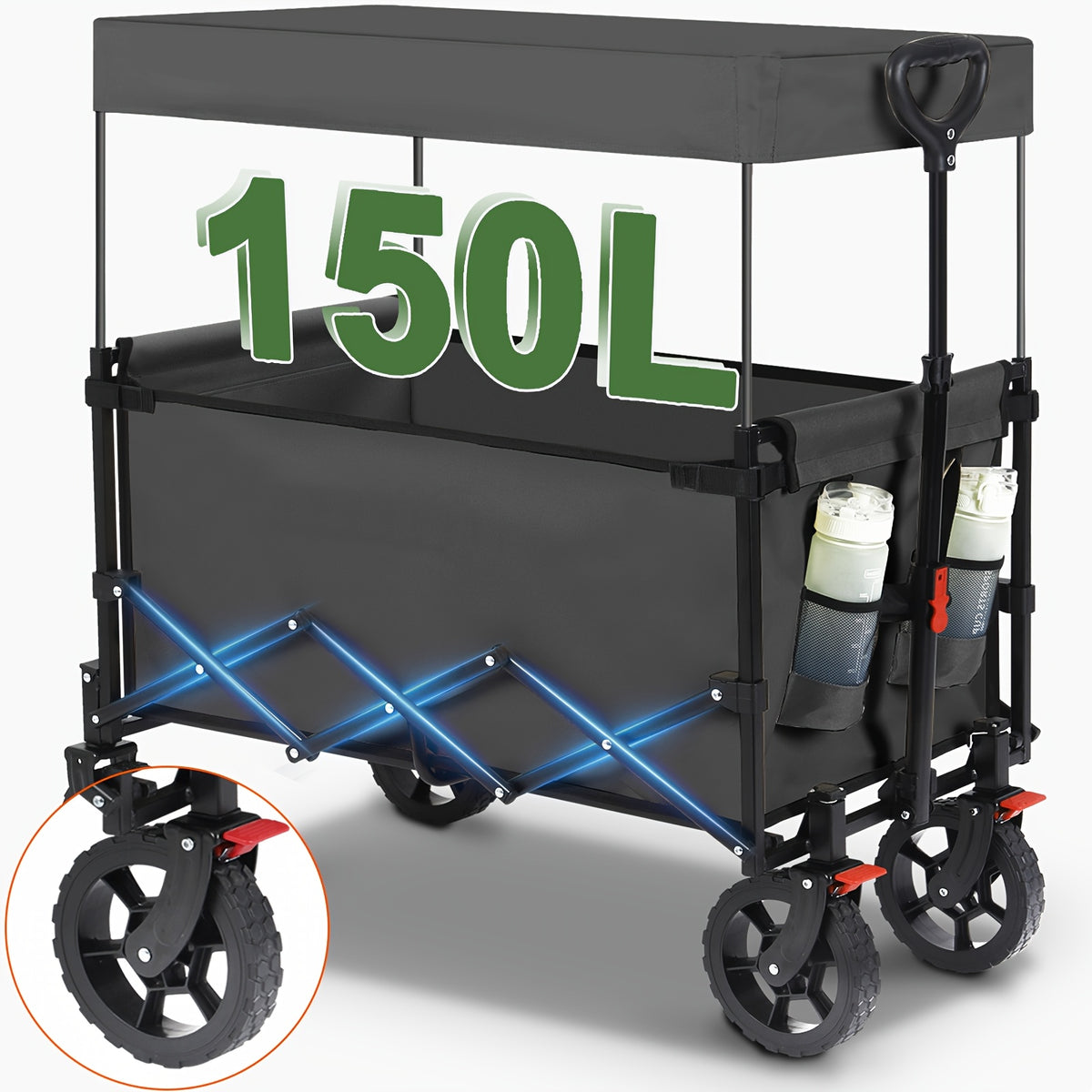 Chariot pliable, 150KG pour camping et voyage – vue détaillée 10