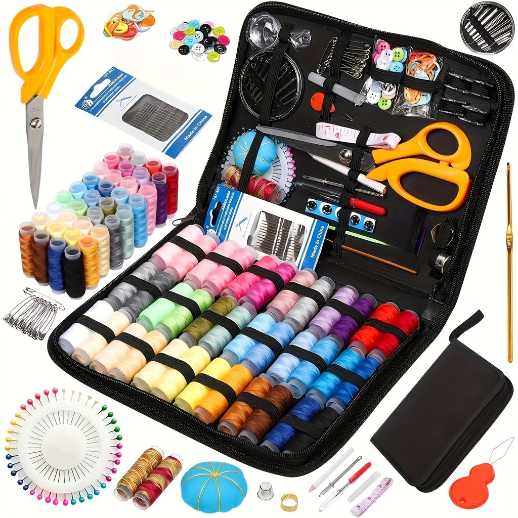 Kit de couture professionnel 201 pièces de haute qualité avec ciseaux de tailleur, 41 bobines de fil XL et 30 aiguilles, adapté aux voyageurs, adultes, enfants, débutants, urgences et DIY