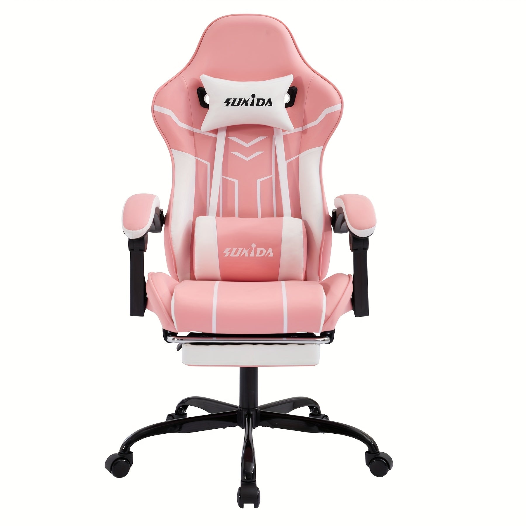 Fauteuil de jeu avec repose-pieds, large surface de siège, accoudoirs liés, dossier haut, chaise de gaming, chaise PC, fauteuil lounge à 135 degrés, chaise de gaming PC, roulettes silencieuses, hauteur réglable, chaise d'ordinateur, chaise d'apprentissage