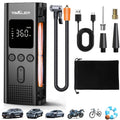 Compresseur d'air portable avec 3 batteries rechargeables, écran LCD, lumière LED et mode SOS - Idéal pour voitures, motos et vélos
