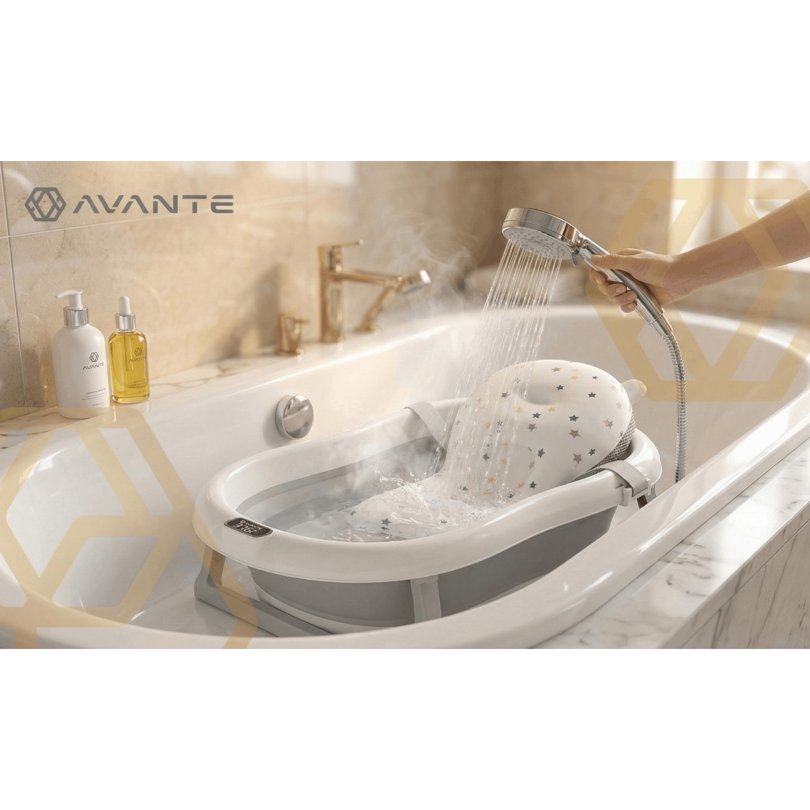 Coussin de Thermomètre Pliable en Silicone, Confort Mobile. Boule Hygiénique Compacte avec Mesure de la Température de l'Eau. Tapis Ergonomique à Profil Doux. Patins Antidérapants Construction Stable. Système de Pliage Rapide, Peu Encombrant, 10 Cm. Suppo