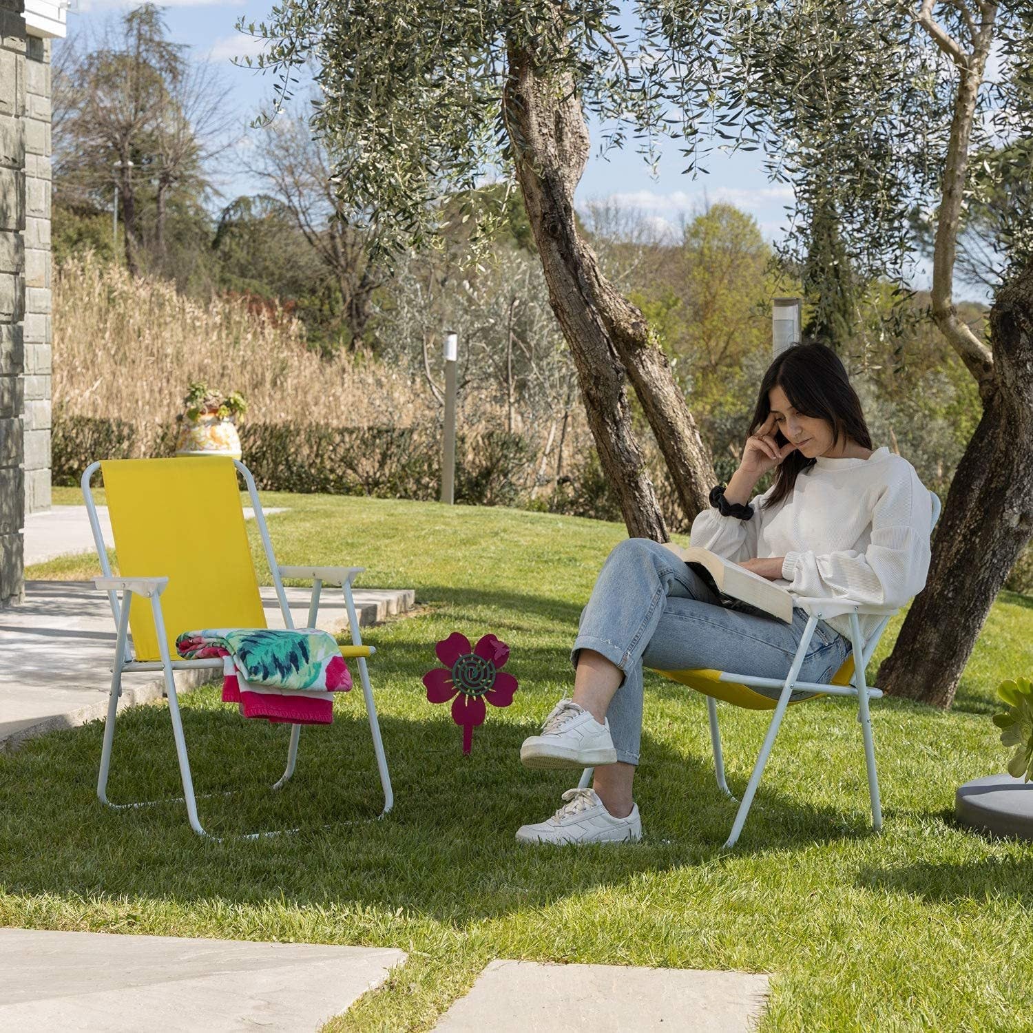 Chaise de plage pliable Baroni, chaise de plage ou de camping en tissu, chaise d'extérieur avec accoudoirs, 20,5 x 17,3 x 30 pouces (52 x 44 x 76 cm)