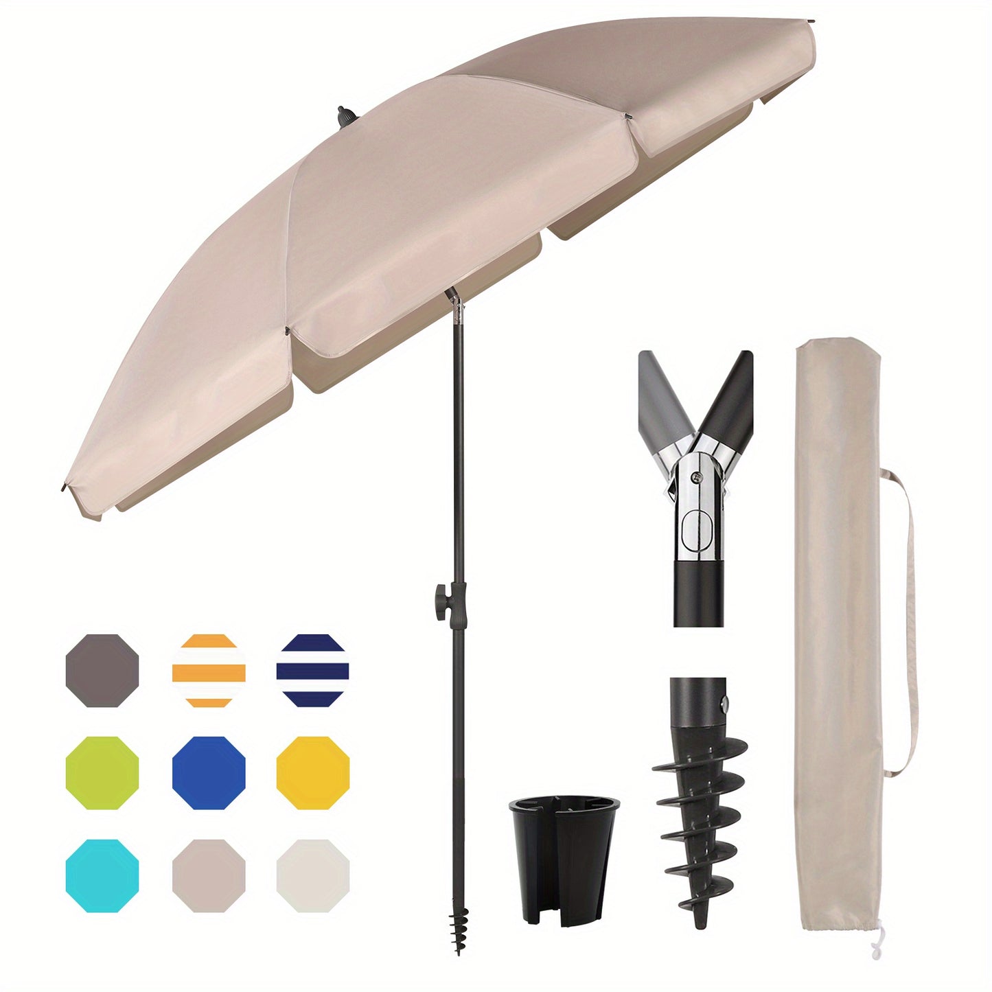 Parasol de balcon Sunula 180 cm avec pied béquille, housse de , inclinaison et réglage en hauteur, parasol de plage pour balcon, jardin et terrasse