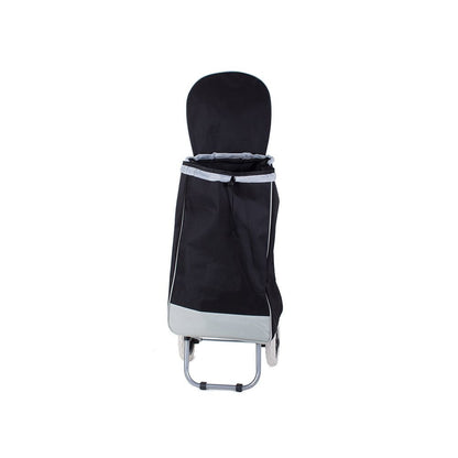 Chariot de courses pliable avec roues, robuste et spacieux, avec poche et poignées, pratique pour transporter des courses lourdes, base stable, grandes roues et poignée durable, en matériau imperméable, facile à nettoyer, poche pour verrouillage ou portef