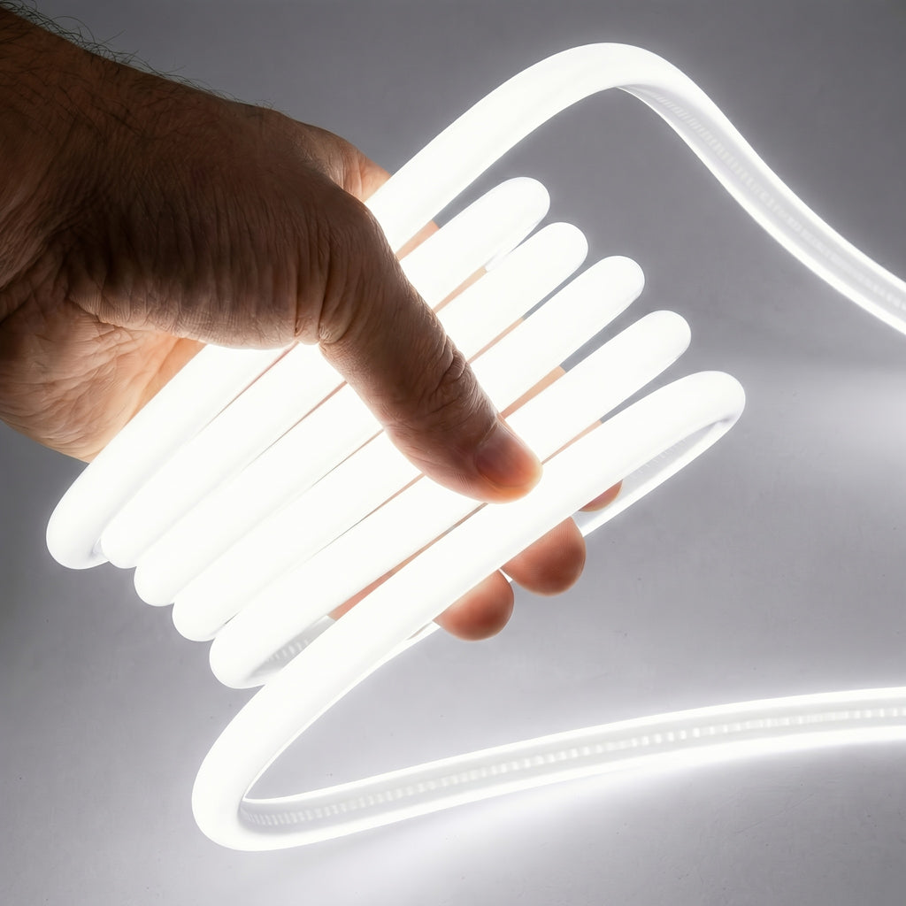 Bande LED COB IP65 jusqu'à 50m, 220V/230V, Flexible Blanc Chaud Blanc Froid, Bande Néon en Silicone pour Intérieur Extérieur, Chambre, Patio, Fête, DIY et Décoration Maison, pour Enseignes, Murs, Bar, Éclairage de Fête, 2m/20m/30m/50m