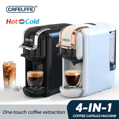 Machine à café capsule 4-en-1 Cafelffe, 20 bar automatique pour machine à café domestique avec préparation à chaud et à froid, compatible avec les capsules Nes*/DG* / les dosettes ESE / le café moulu, chauffage instantané pour une préparation rapide, tail