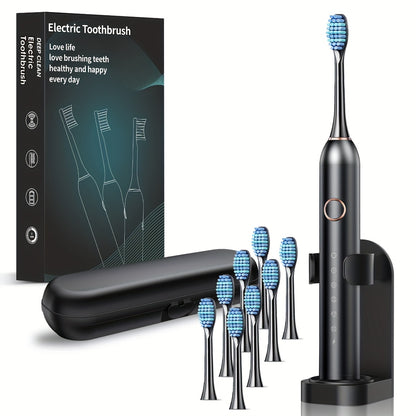 Brosse à dents électrique automatique intelligente IP67 pour adultes, poils souples unisexes, six modes de nettoyage de fréquence de vibration, chargement USB, nettoyage en profondeur des dents