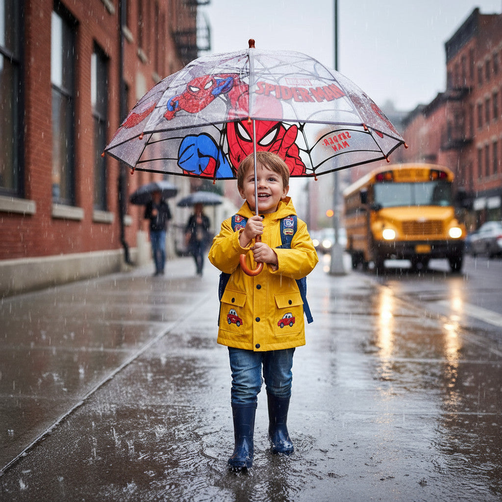 Parapluie de pluie transparent et multicolore en forme de cloche pour enfants SPIDER