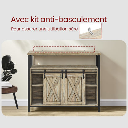 Meuble de Rangement, Buffet Cuisine, Commode, avec 2 Portes Coulissantes, 33 x 100 x 80 cm, Étagères Réglables, pour Salon