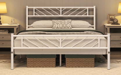 Costoffs Cadre de lit en metal simple Lit en Métal pour Adultes Grande Espace en Lattes Moderne