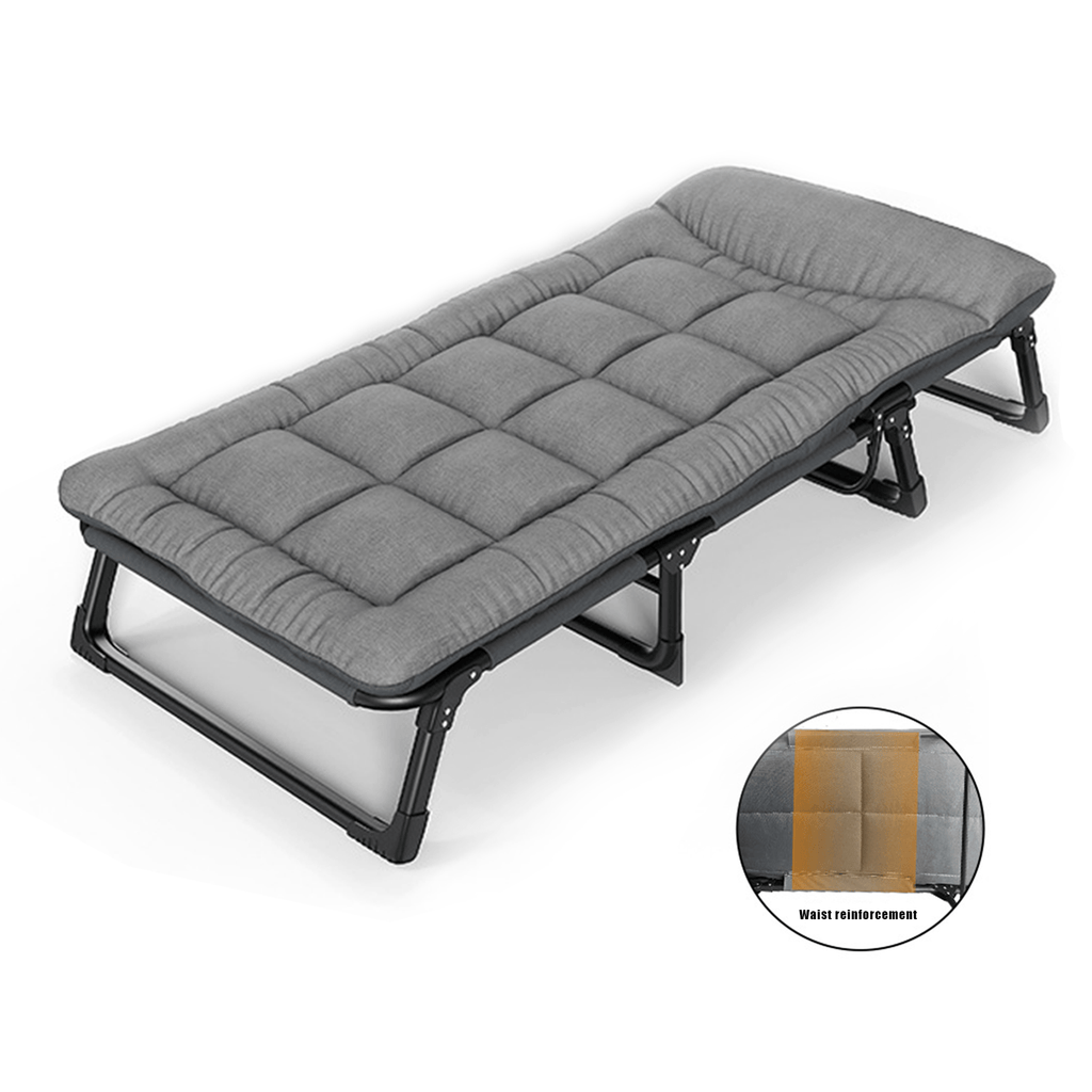 Lit pliant avec matelas moelleux - Lit portable et réglable pour une utilisation intérieure/extérieure, cadre à 4 positions, capacité de poids maximale 440 lb (200 kg) pour camping, chambre d'amis, camping-car, literie de dortoir
