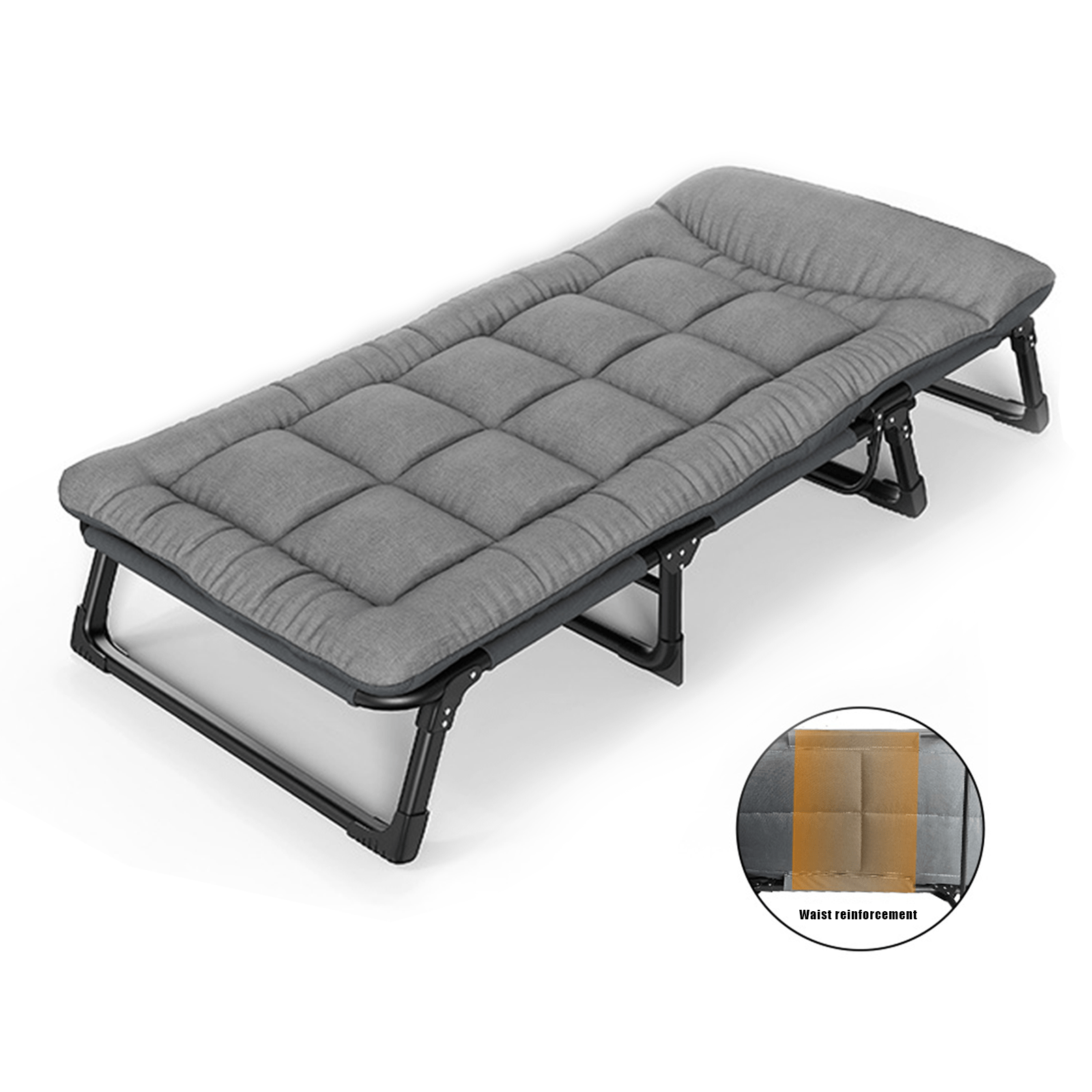 Lit pliant avec matelas moelleux - Lit portable et réglable pour une utilisation intérieure/extérieure, cadre à 4 positions, capacité de poids maximale 440 lb (200 kg) pour camping, chambre d'amis, camping-car, literie de dortoir