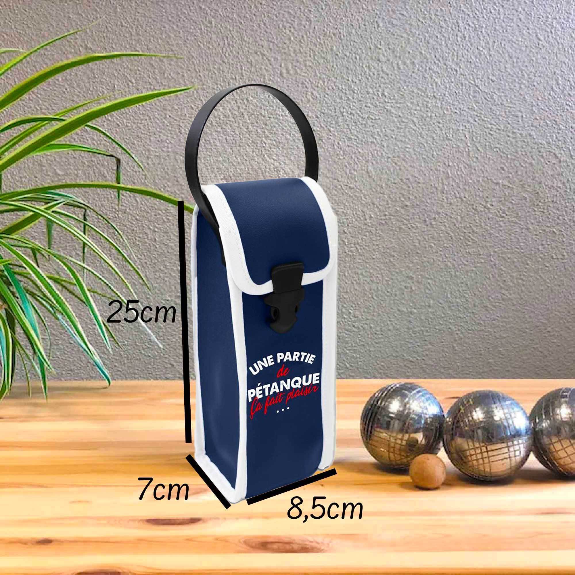Étui de Pétanque Au Soleil – Sacoche 3 Boules Blanc et Bleu en Simili Cuir