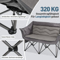 1 pièce Chaise de camping extra-large légère 7 kg, canapé de camping pliable, chaise carpe, canapé de camping double, banc de camping XXL pour 2 personnes, grande capacité 320 kg, avec 2 porte-gobelets, poche latérale. Idéale pour la plage, le camping ou
