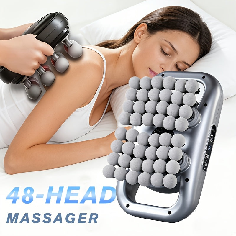 Masseur multifonctionnel à 48 têtes, masseur électrique corporel, détend les muscles, impact profond, 9 vitesses et modes, convient pour le cou, le dos, les jambes, les épaules, pistolet de massage musculaire, convient pour le fitness à domicile, le sport