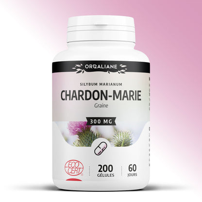 Chardon-Marie Biologique | 900 mg/jour | Silybum marianum | Certifié Ecocert | 200 Gélules