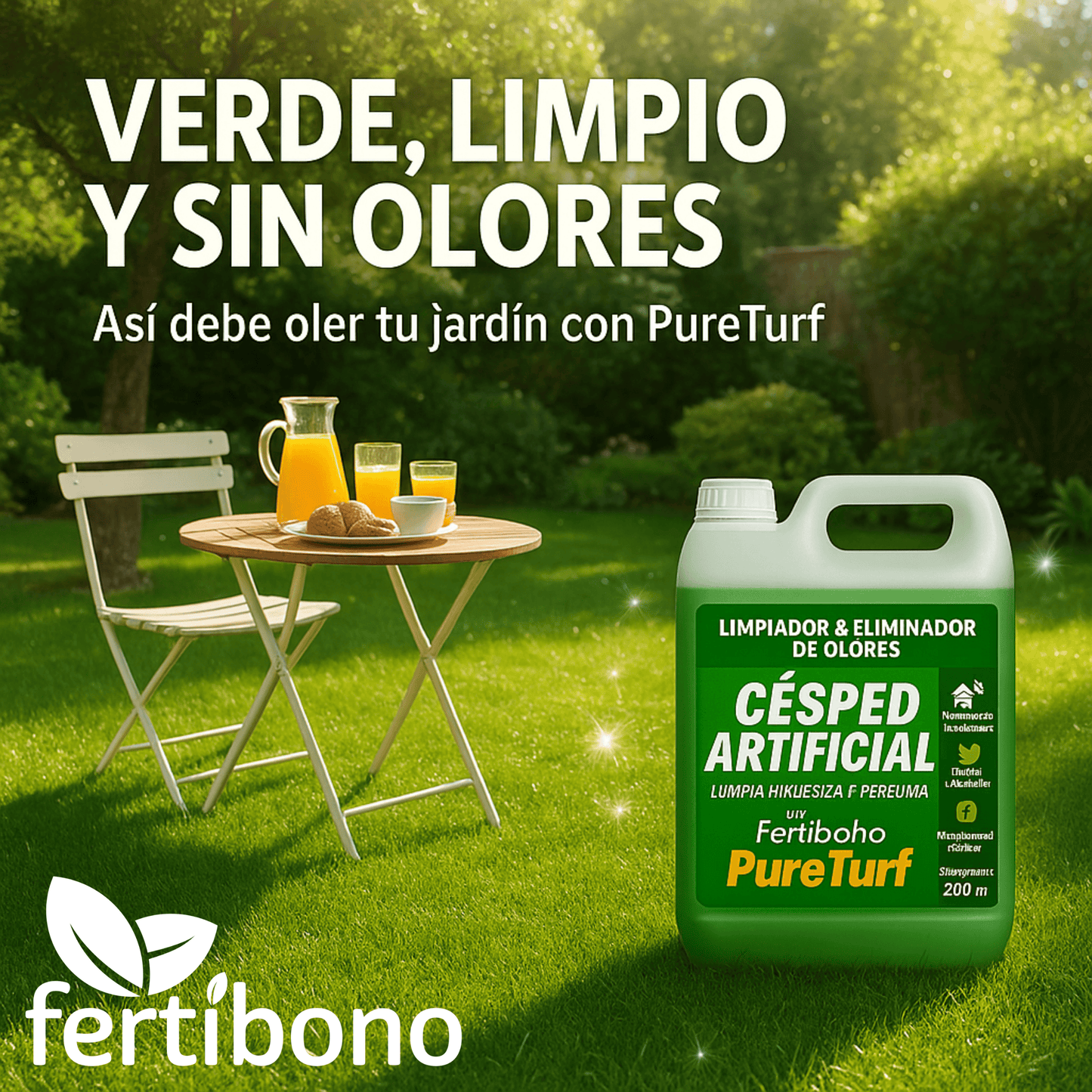 Nettoyant pour gazon artificiel PureTurf 5L – Désinfectant parfum pin pour usage intérieur et extérieur | Neutralise les odeurs d'animaux et garde votre jardin toujours frais