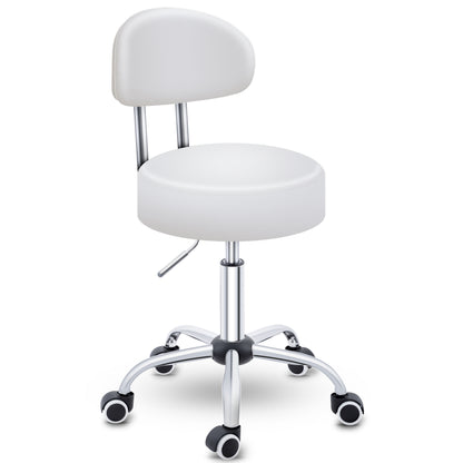 Tabouret Escalier TRESKO® avec Dossier 150 Kg | Tabouret de Travail Réglable en Hauteur 47-60 Cm | Tabouret Pivotant avec Roulettes | Tabouret Chaise de Bureau Chaise Pivotante