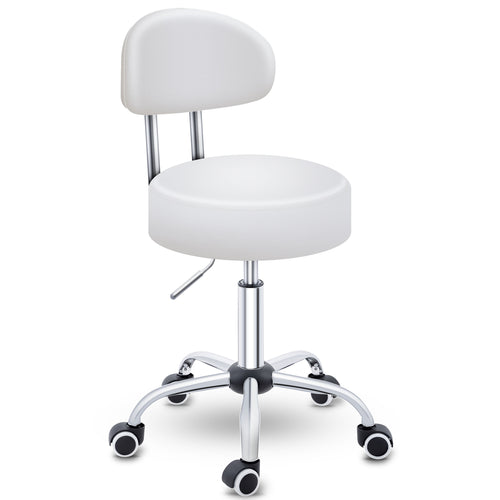 Tabouret Escalier TRESKO® avec Dossier 150 Kg | Tabouret de Travail Réglable en Hauteur 47-60 Cm | Tabouret Pivotant avec Roulettes | Tabouret Chaise de Bureau Chaise Pivotante