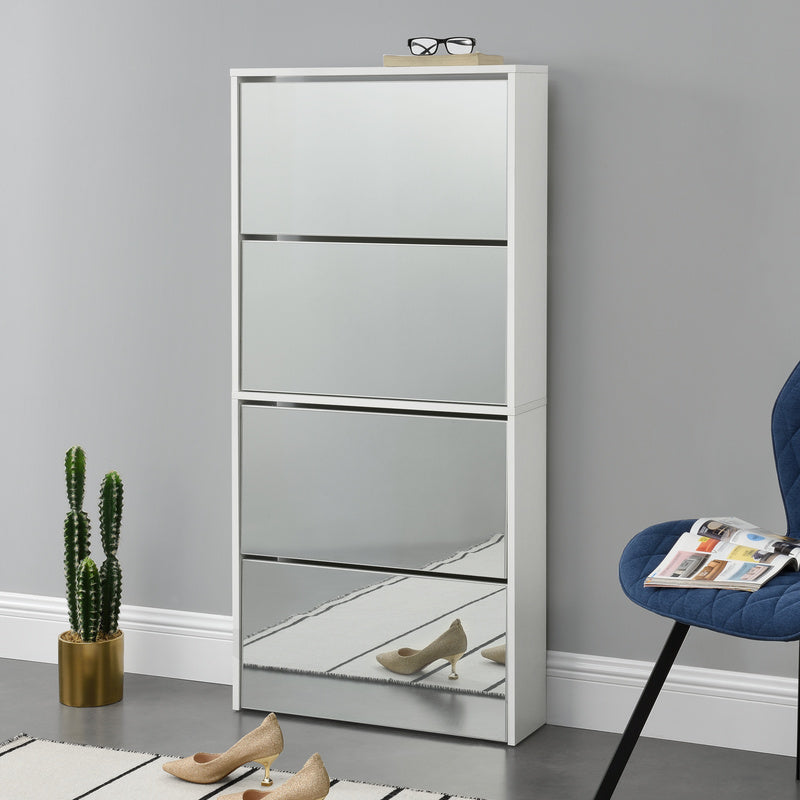 Armoire à chaussures Vogar avec portes miroir de différentes couleurs et tailles