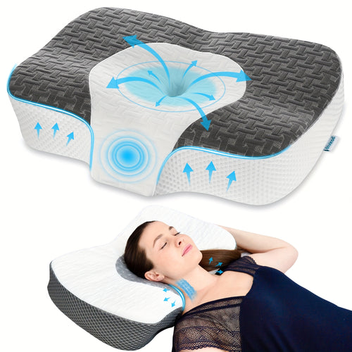 Oreiller en Mousse Mémoire Elviros pour Dormir, Oreiller Contour Réglable, Oreillers Ergonomiques pour Dormeurs sur le Côté, le Dos et le Ventre