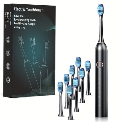Brosse à dents électrique automatique intelligente IP67 pour adultes, poils souples unisexes, six modes de nettoyage de fréquence de vibration, chargement USB, nettoyage en profondeur des dents